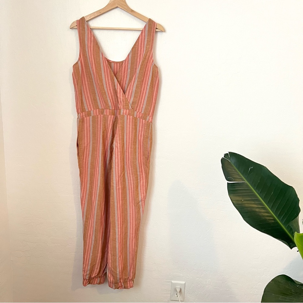 DREW Striped Linen Blend Sleeveless Jumpsuit Size XS - Picture 9 of 9